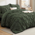 Bedsure Oversized Queen Comforter Set Olive Green - Plush Pinch Pleat