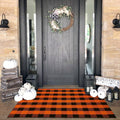 Buffalo Plaid Halloween Doormat 4x6 Orange Check Rug - Layered