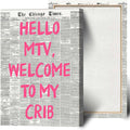 Retro Hello MTV Welcome To My Crib Poster Pink Font - 70s Aesthetic