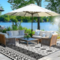Outdoor Rugs 8x10 ft Patio Waterproof Reversible Boho Rug - Durable