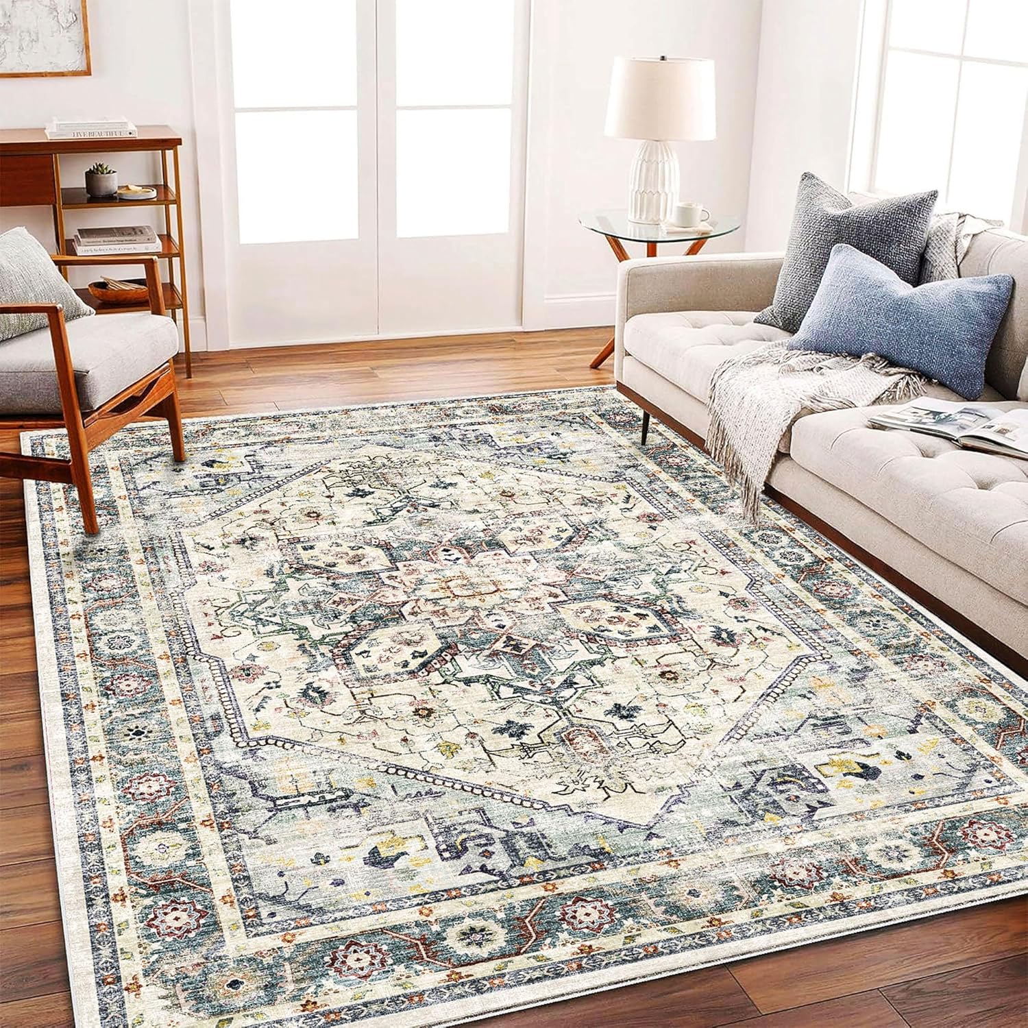 Vintage Traditional Area Rug 5ftx7ft for Living Room and Bedroom