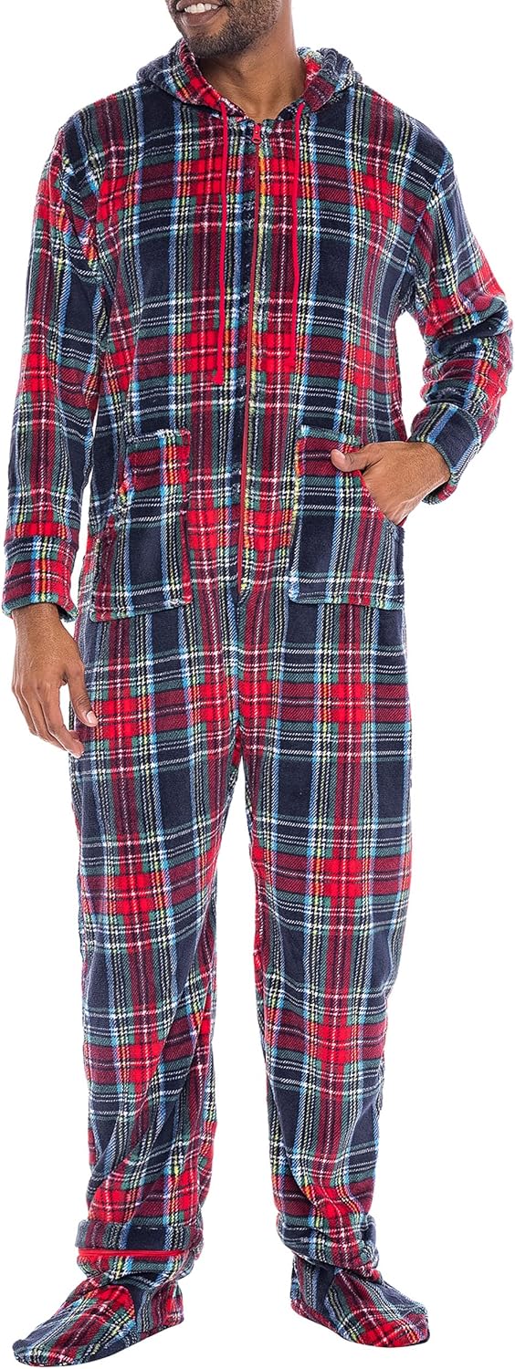 Thicker Fleece Onesie for Men - Warm Hooded Pajamas Set