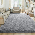 junovo Washable Non-Slip Area Rug 5x8 ft - Soft, Plush Grey