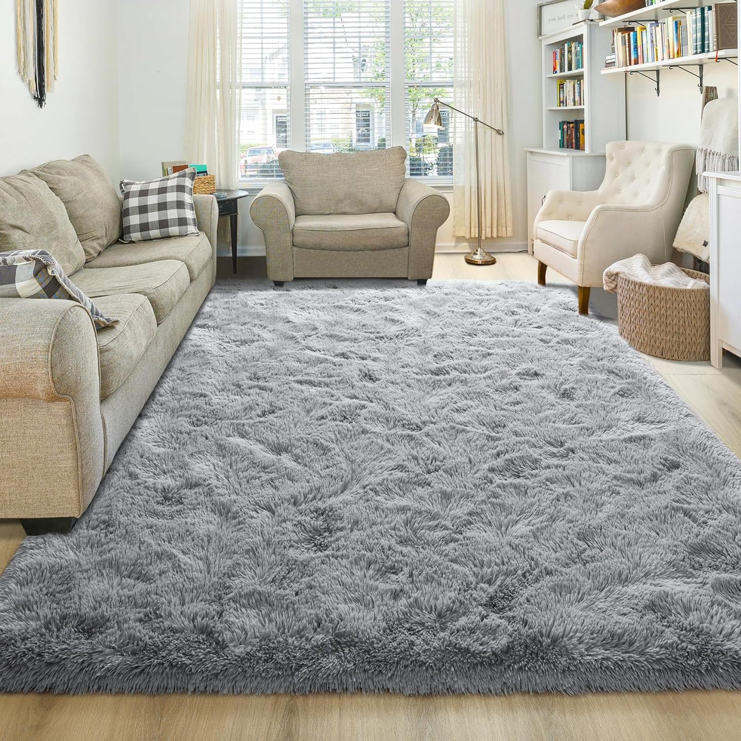 Soft 5x8 Feet Washable Non-Slip Area Rug for Living Room