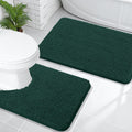 Blackish Green Chenille Bath Rug Set 2 Piece - Soft Absorbent Mats