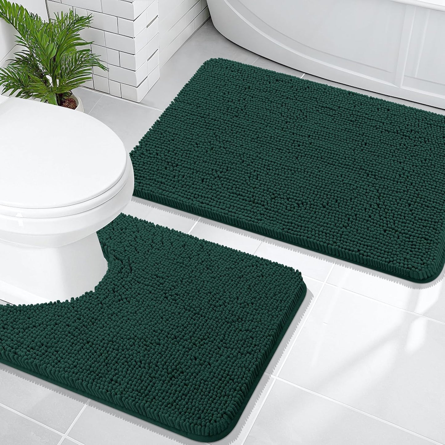 OLANLY Chenille Bath Mats Set - Soft, Absorbent, and Stylish
