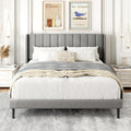 Queen Size Bed Frame with Upholstered Wingback Headboard - Easy
