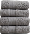 100% Cotton Bath Towel Set of 6 - Soft, Quick-Dry Textured Towels