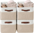 Fabric Storage Bins for Shelves - Large 4 Pack Beige and White