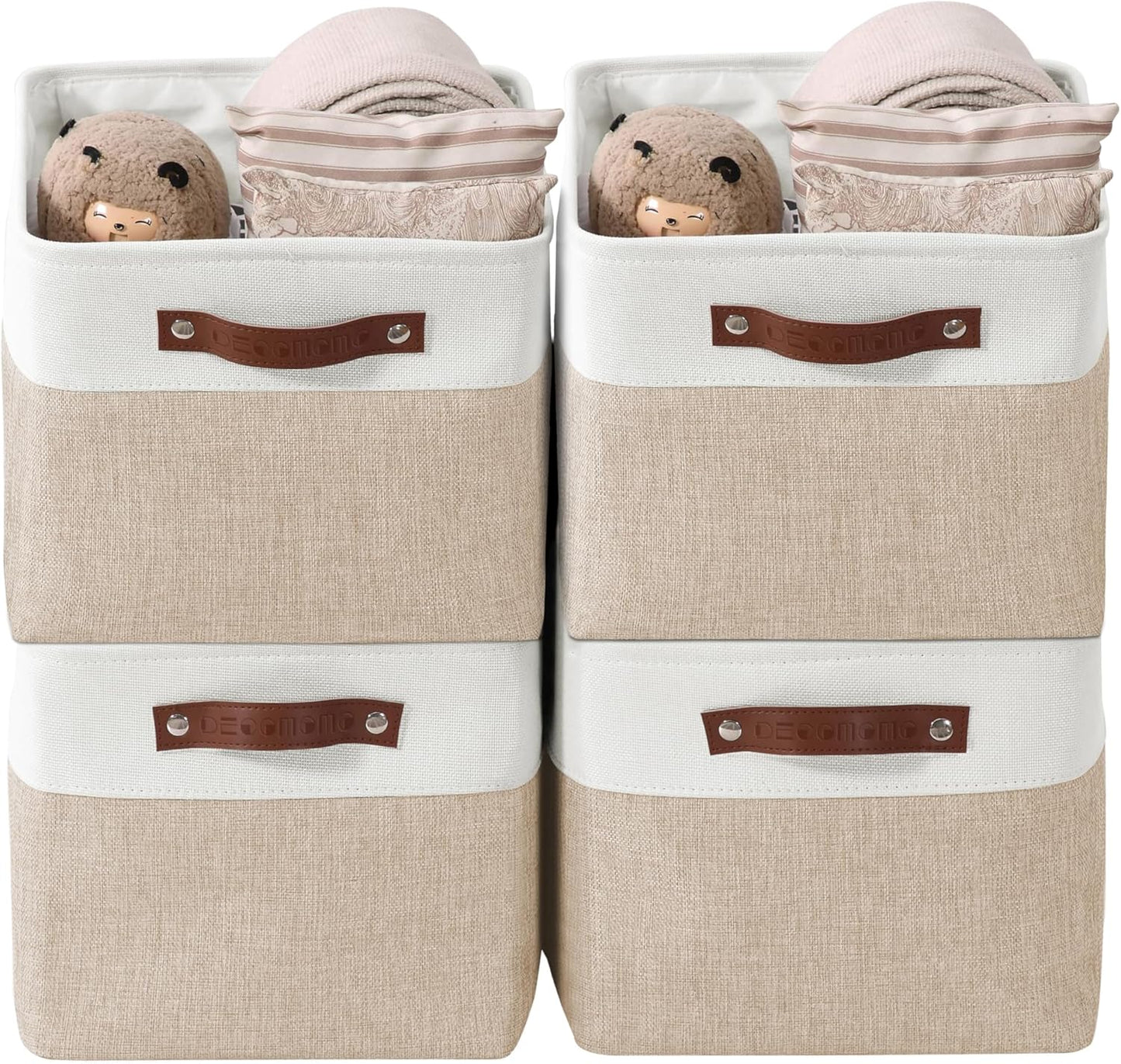DECOMOMO Storage Bins for Shelves - Large 4 Pack for Organization