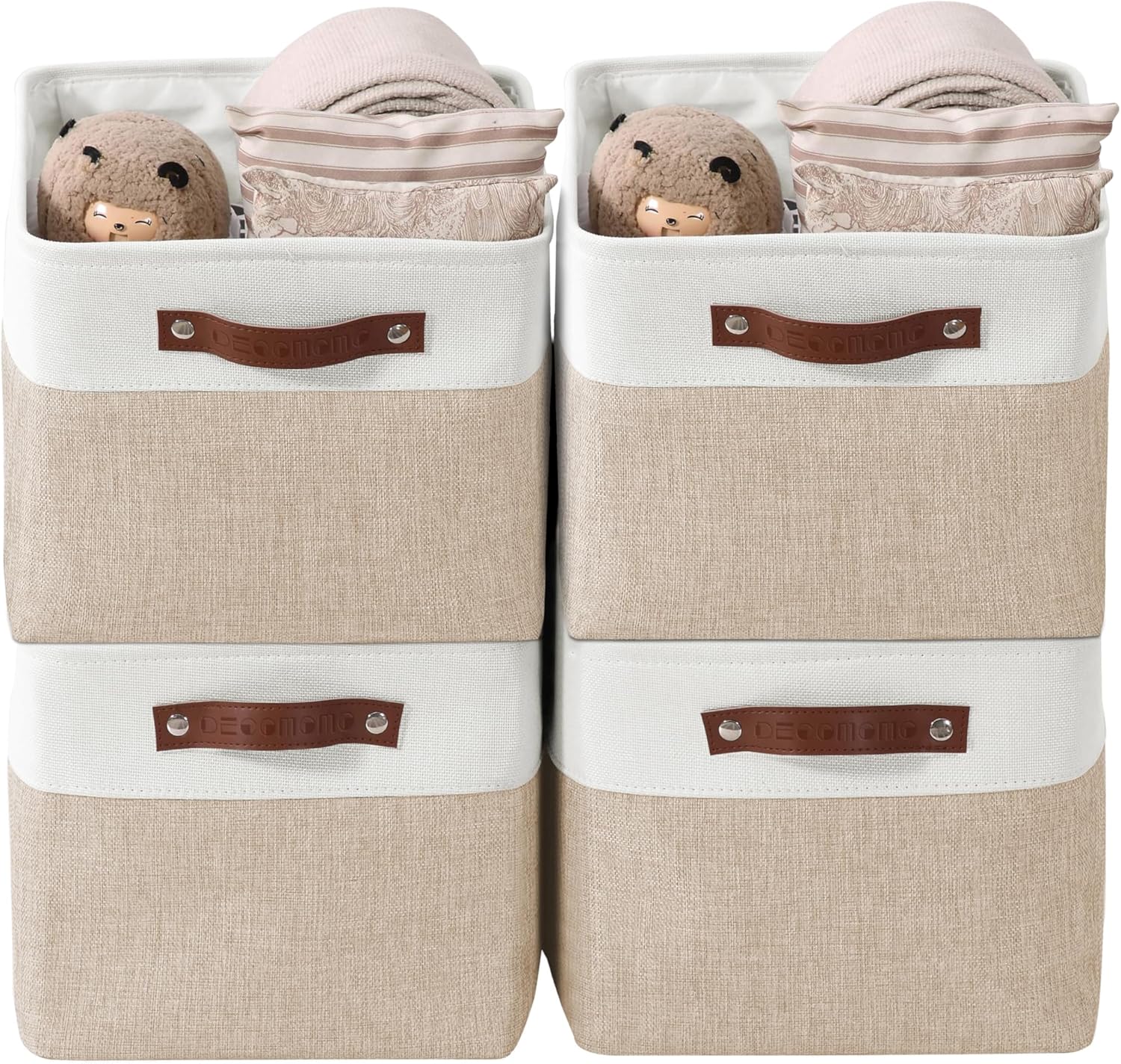 DECOMOMO Storage Bins for Shelves - Large 4 Pack for Organization
