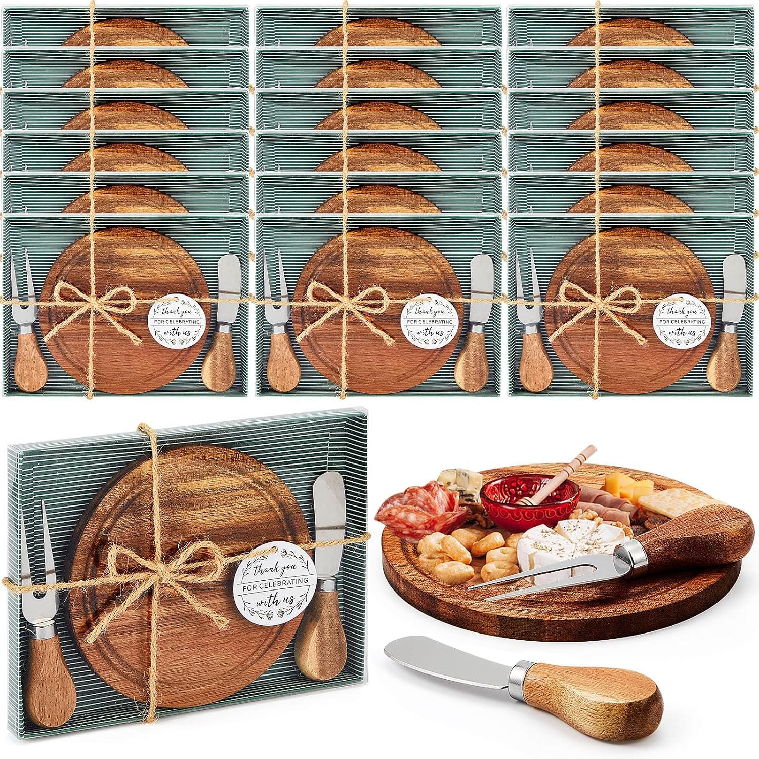 Maxcheck 18 Sets Baby Shower Game Prizes Round Cheese Board Set
