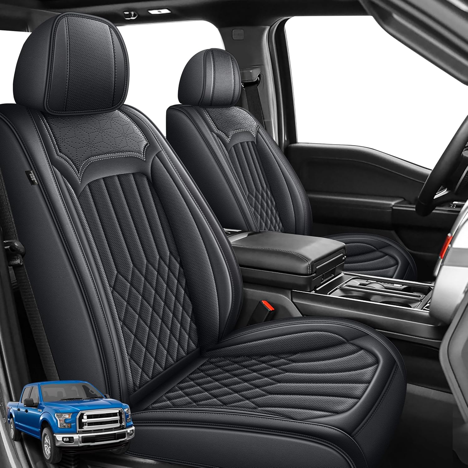 AOMSAZTO Seat Covers for Ford F150 2009-2025 - Black