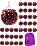 Cheer Pom Pom Keychain Pack 40 - Bulk Cheerleader Keyrings for Gifts