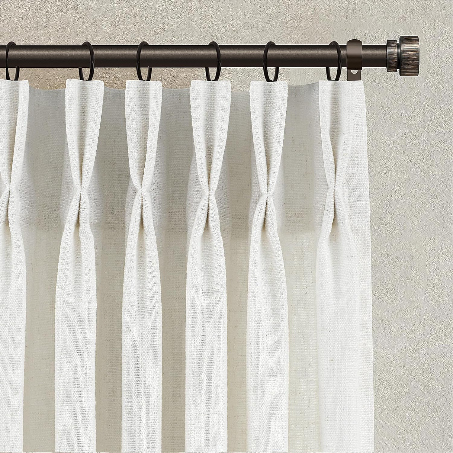 Pinch Pleated Linen Curtains 90 Inch Long for Elegant Spaces