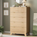 Fluted Dresser for Bedroom with 6 Drawers - Modern Oak Chest