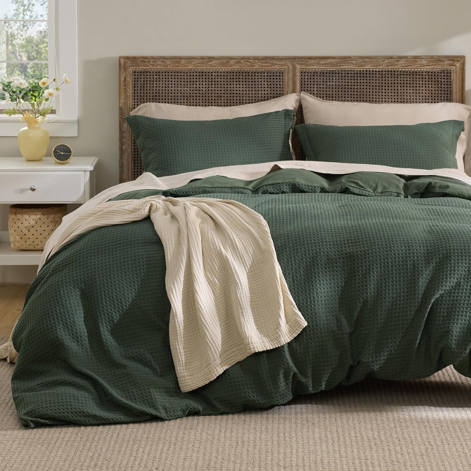 Bedsure Luxury Waffle Duvet Cover King Size for Cozy Comfort