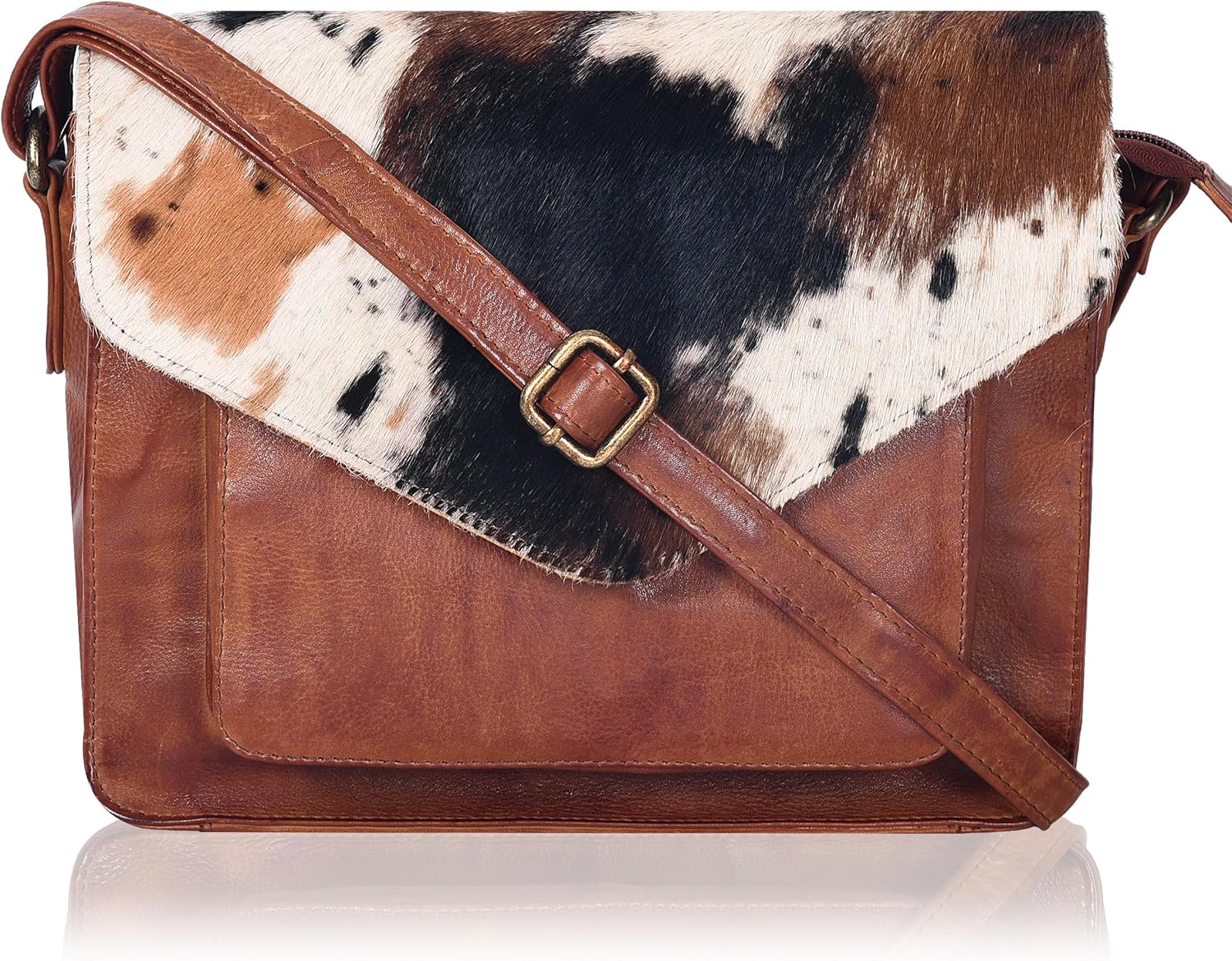 Genuine Leather Crossbody Handbag for Women with Adjustable Strap
