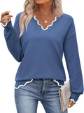 V Neck Sweater Womens 2025 Fall Lightweight Ribbed Knit - Versatile