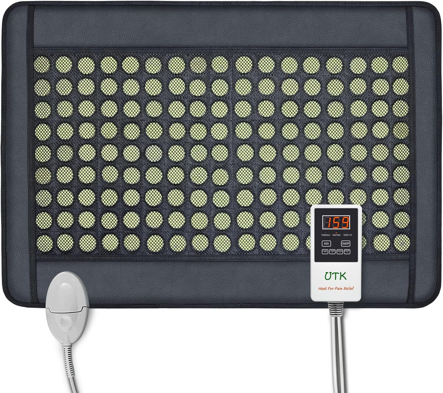 UTK Back Pain Relief Heating Pad: More Gemstones, Smart Controller, Travel Bag - Medium 31x21