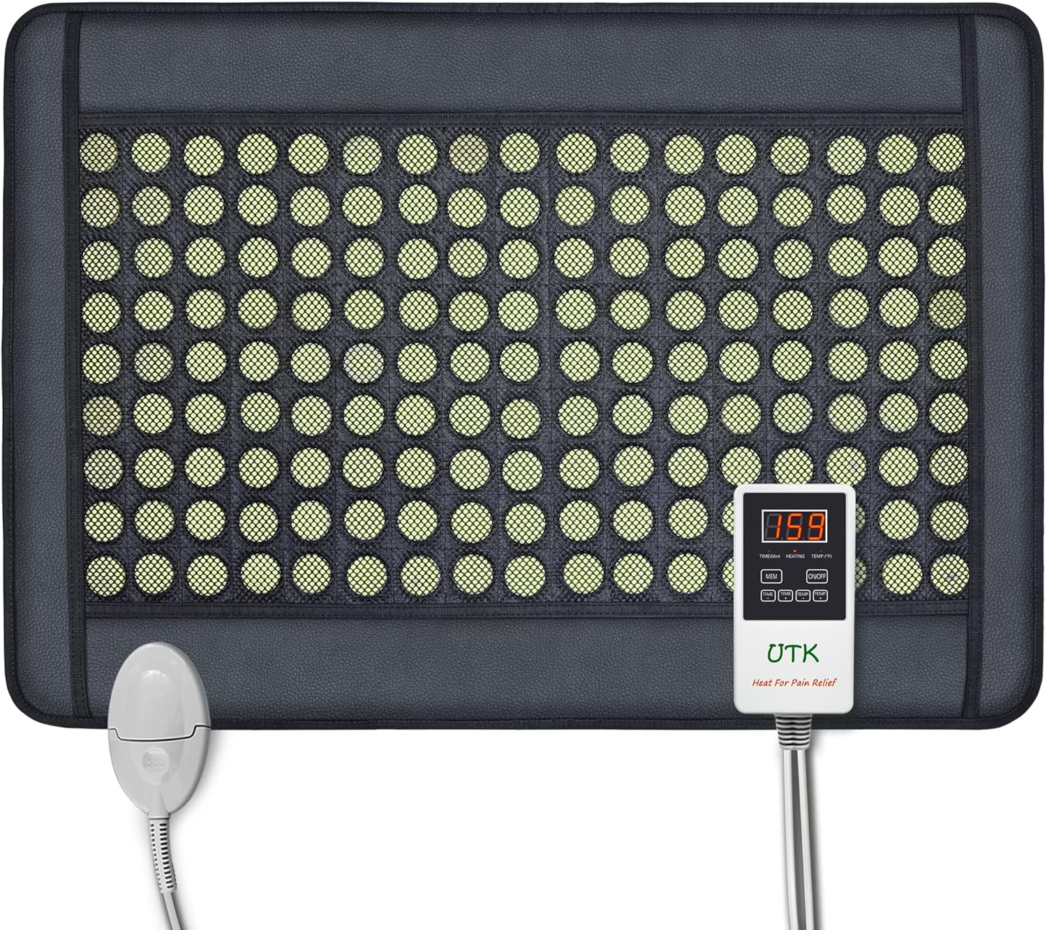 UTK Back Pain Relief Heating Pad: More Gemstones, Smart Controller, Travel Bag - Medium 31x21