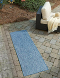 2 ft x 8 ft Blue/Navy Indoor Outdoor Runner Rug - Durable Flatweave