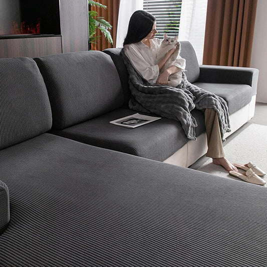 Stretch Sofa Covers for Pets - Washable Dark Gray Couch Protector