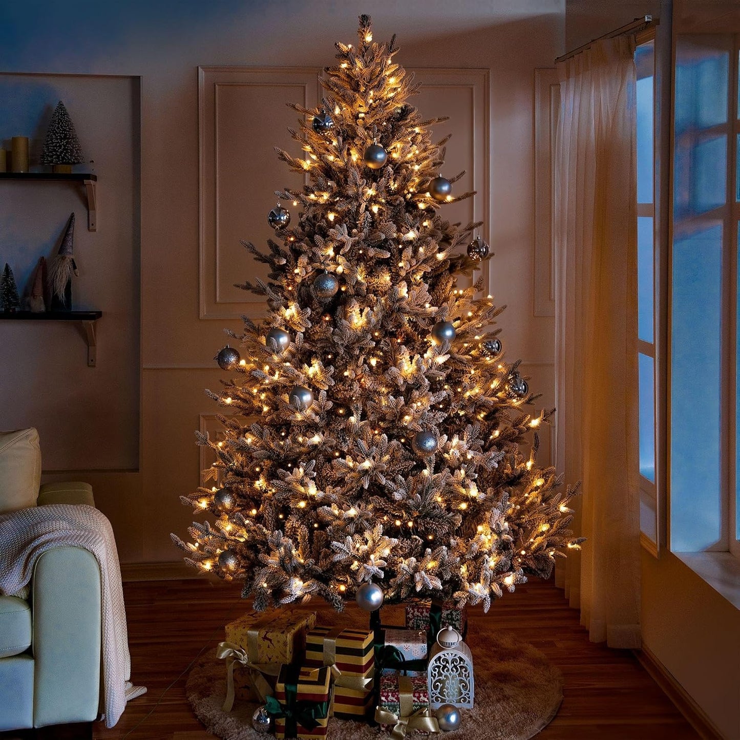 6.5ft Frosted Christmas Tree with Lights for Festive Cheer