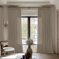 Linen Sheer Pleated Curtains 70x120 Taupe - Memory Shape Drapes