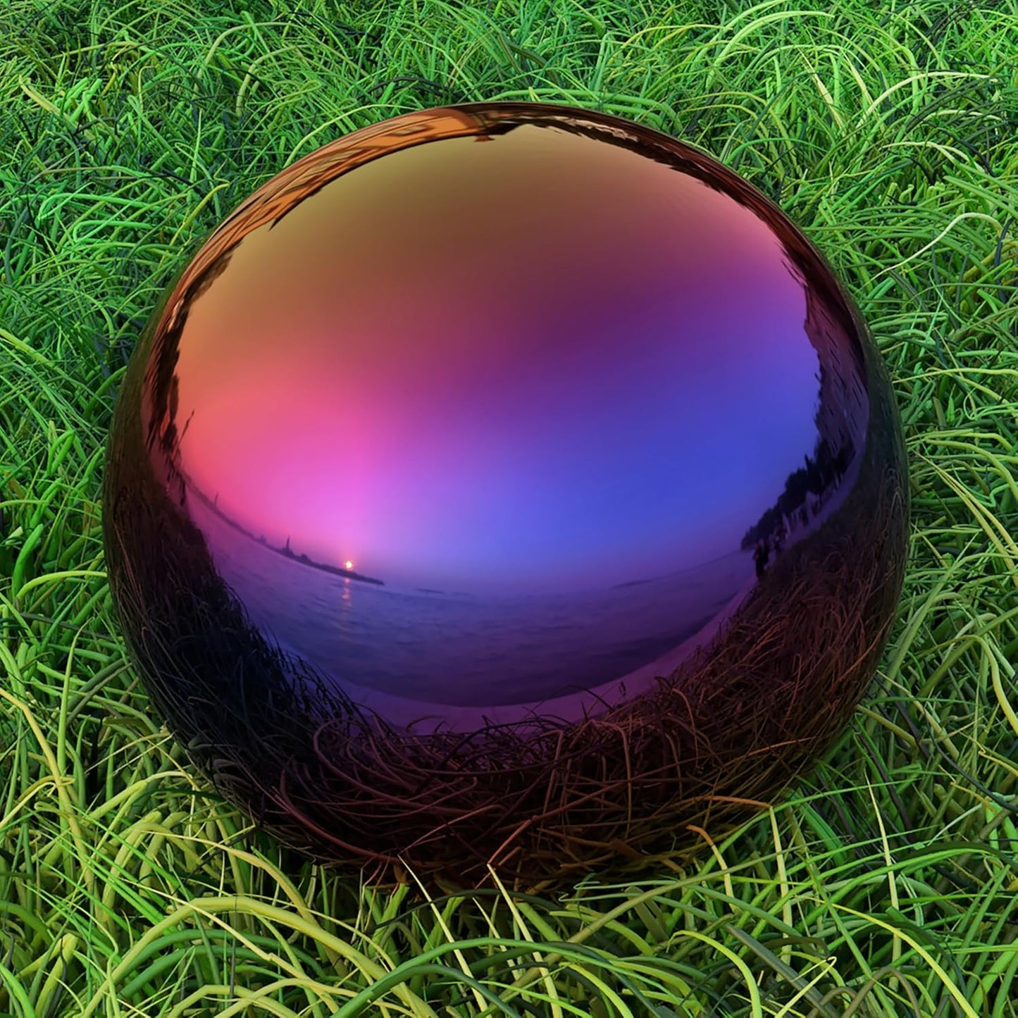 Rainbow Stainless Steel Gazing Mirror Ball for Garden Decor