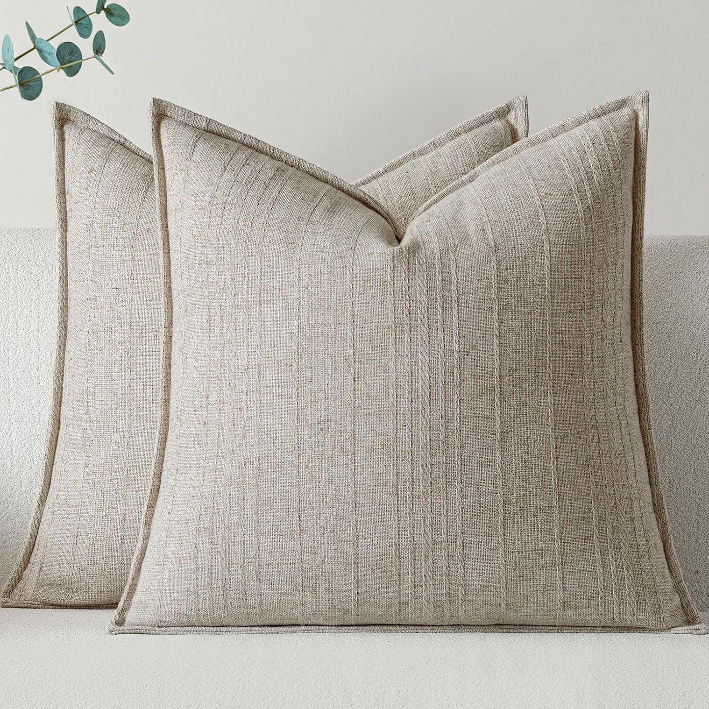 Linen Pillow Covers Set of 2 for Boho Farmhouse Decor