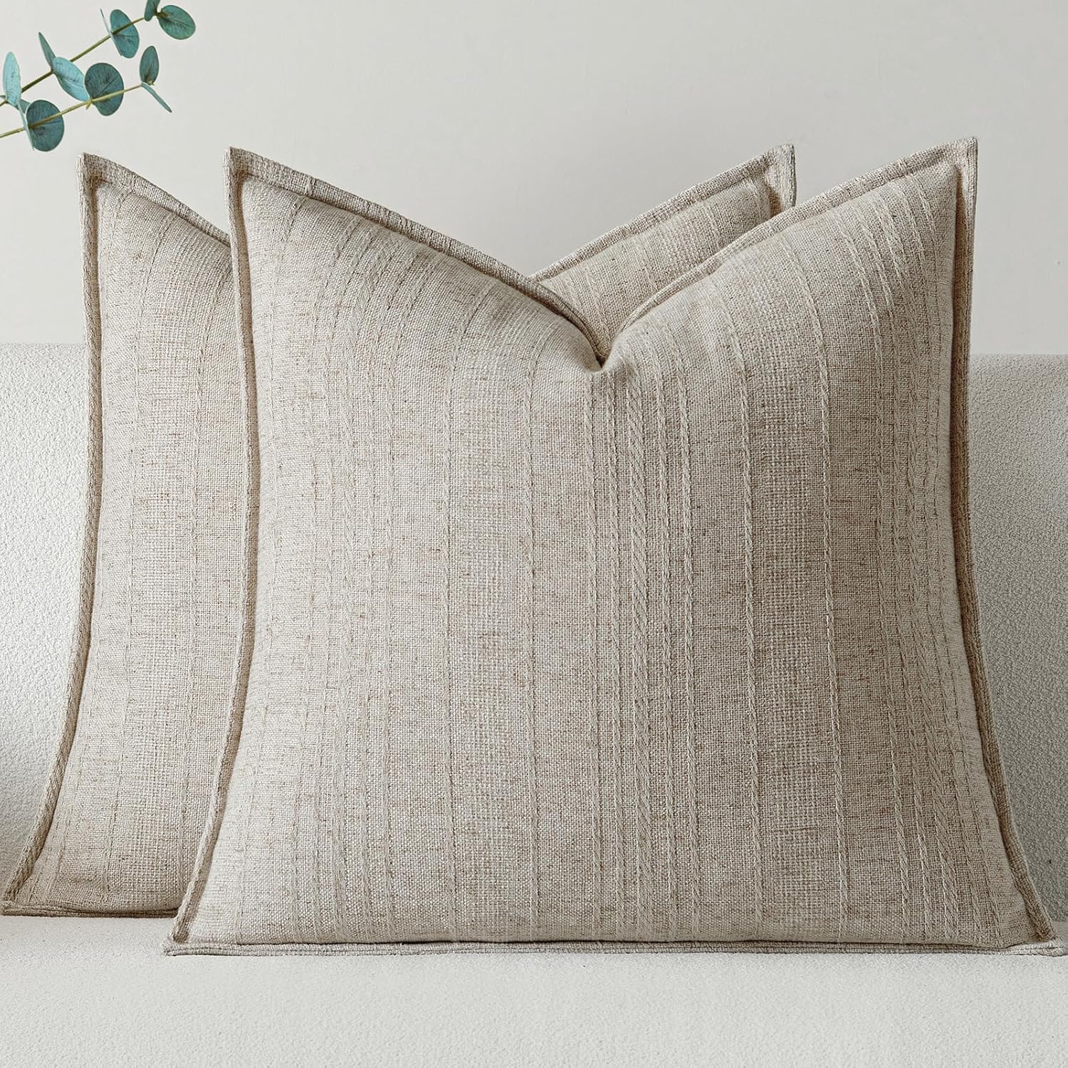 Linen Pillow Covers Set of 2 for Boho Farmhouse Decor