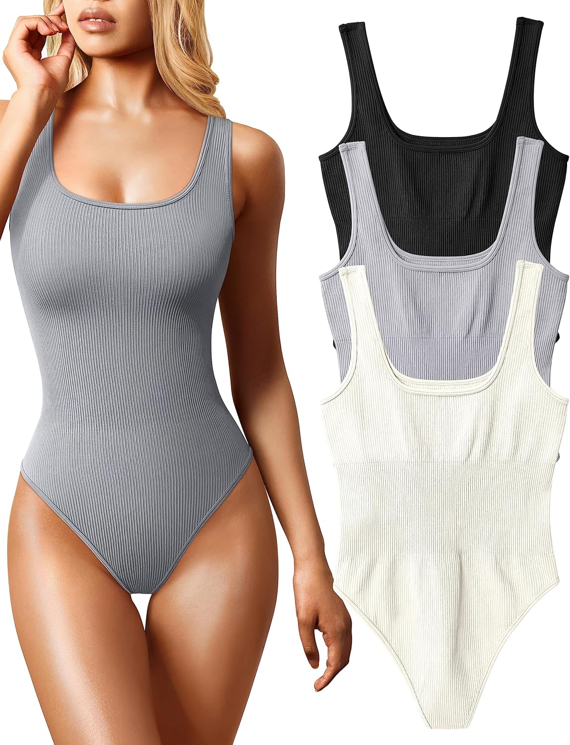 OQQ Women's 3 Piece Bodysuits for Trendy Outfits and Style
