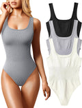 Women's Ribbed Square Neck Bodysuits 3-Pack - Stretchy Everyday Staple