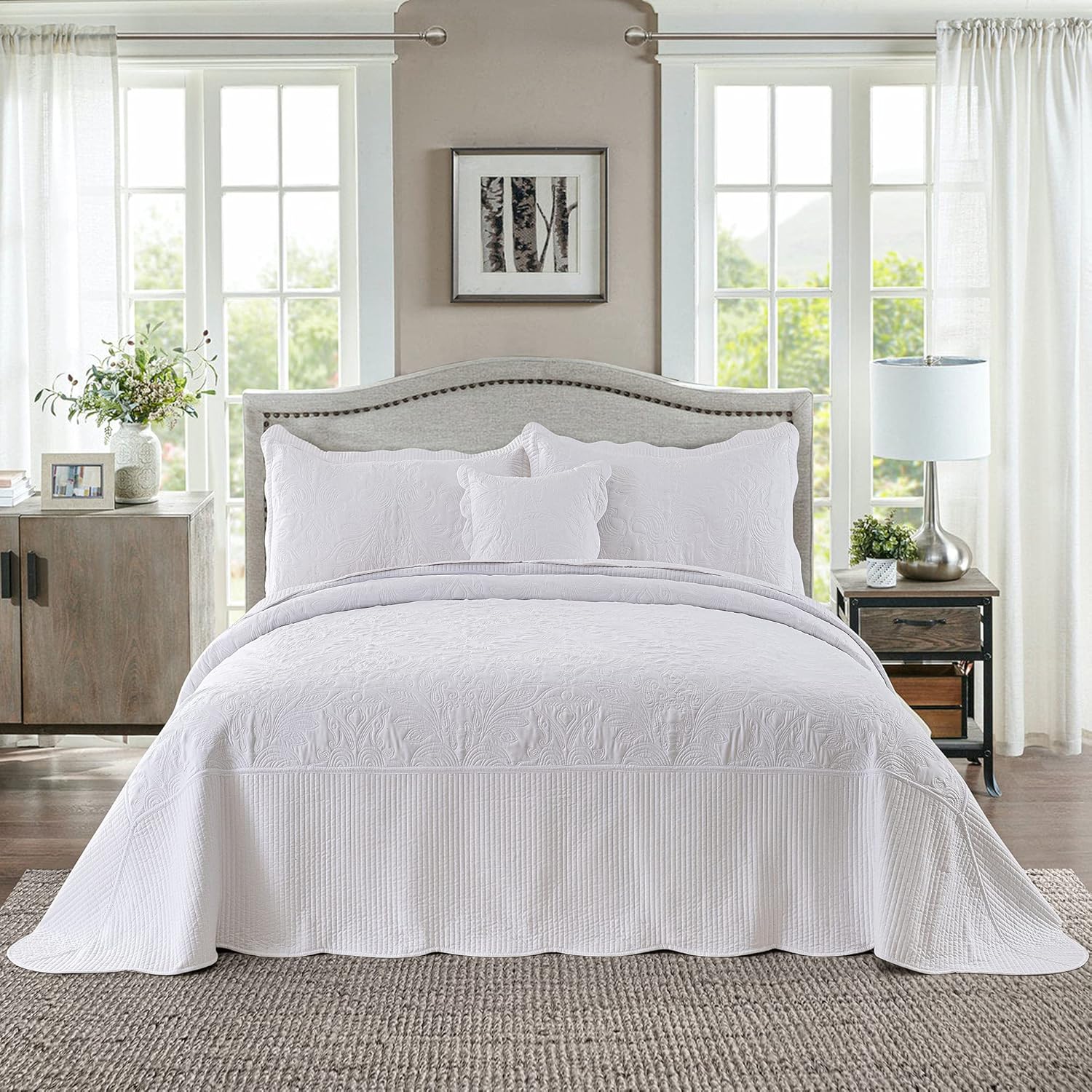 HoneiLife California King Quilt Set - Oversized Bedspread 120x120