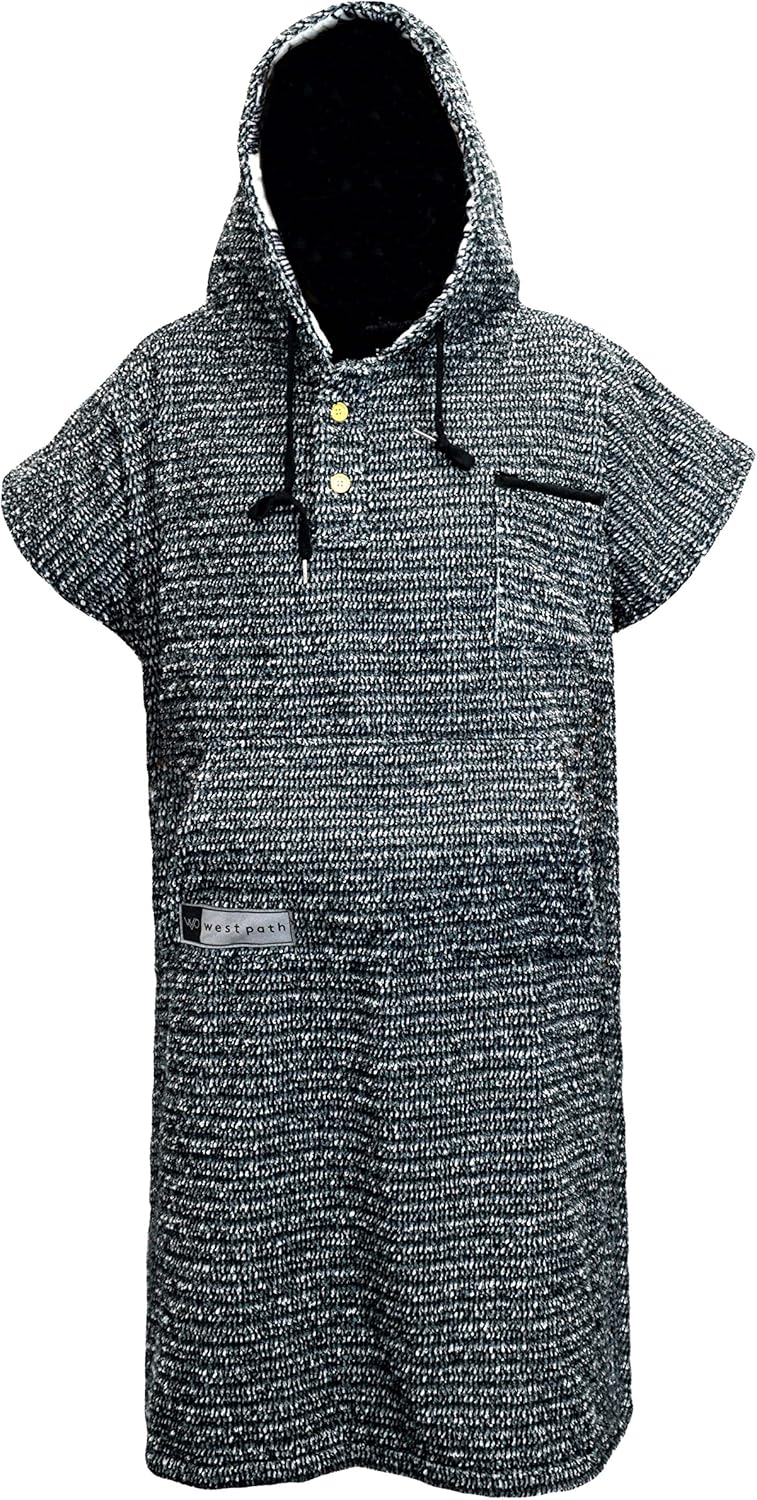 Surf Poncho Changing Robe for Adults - Charcoal Black/Indigo Blue