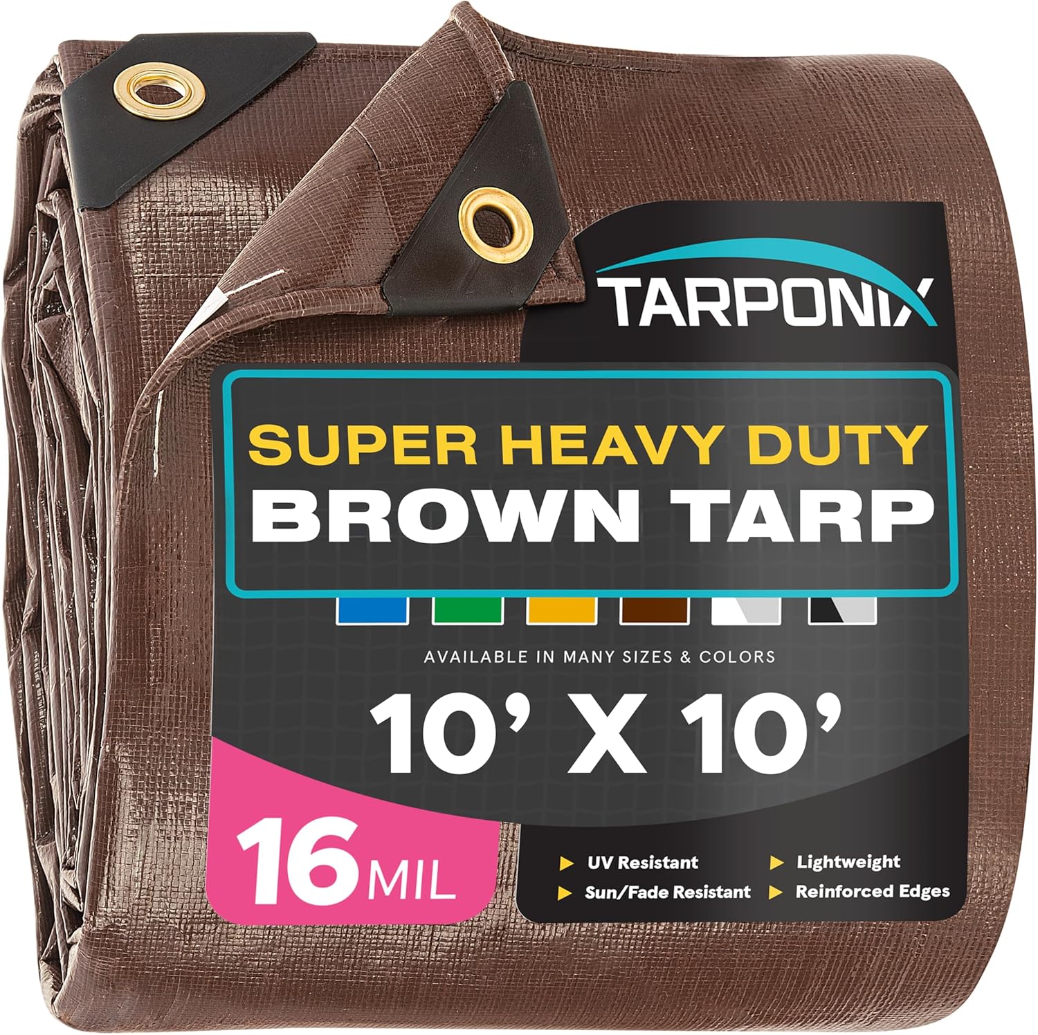 Super Heavy-Duty Brown Tarp 10ft x 10ft for All-Weather Protection