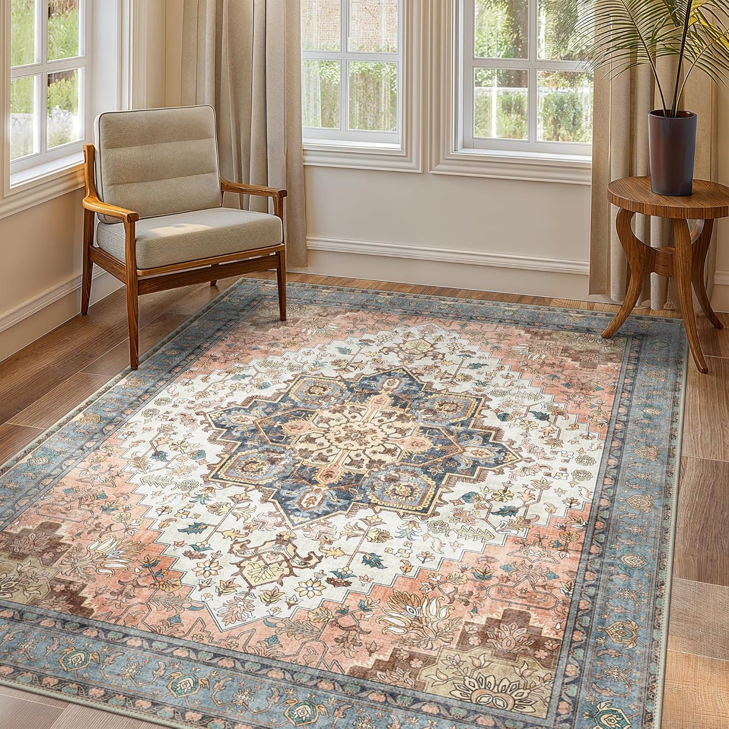 GENIMO 8x10 Area Rugs for Living Room, Vintage Non Slip Design