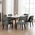 Wooden Dining Chairs Set of 6 - Modern Fabric Upholstered, Compact