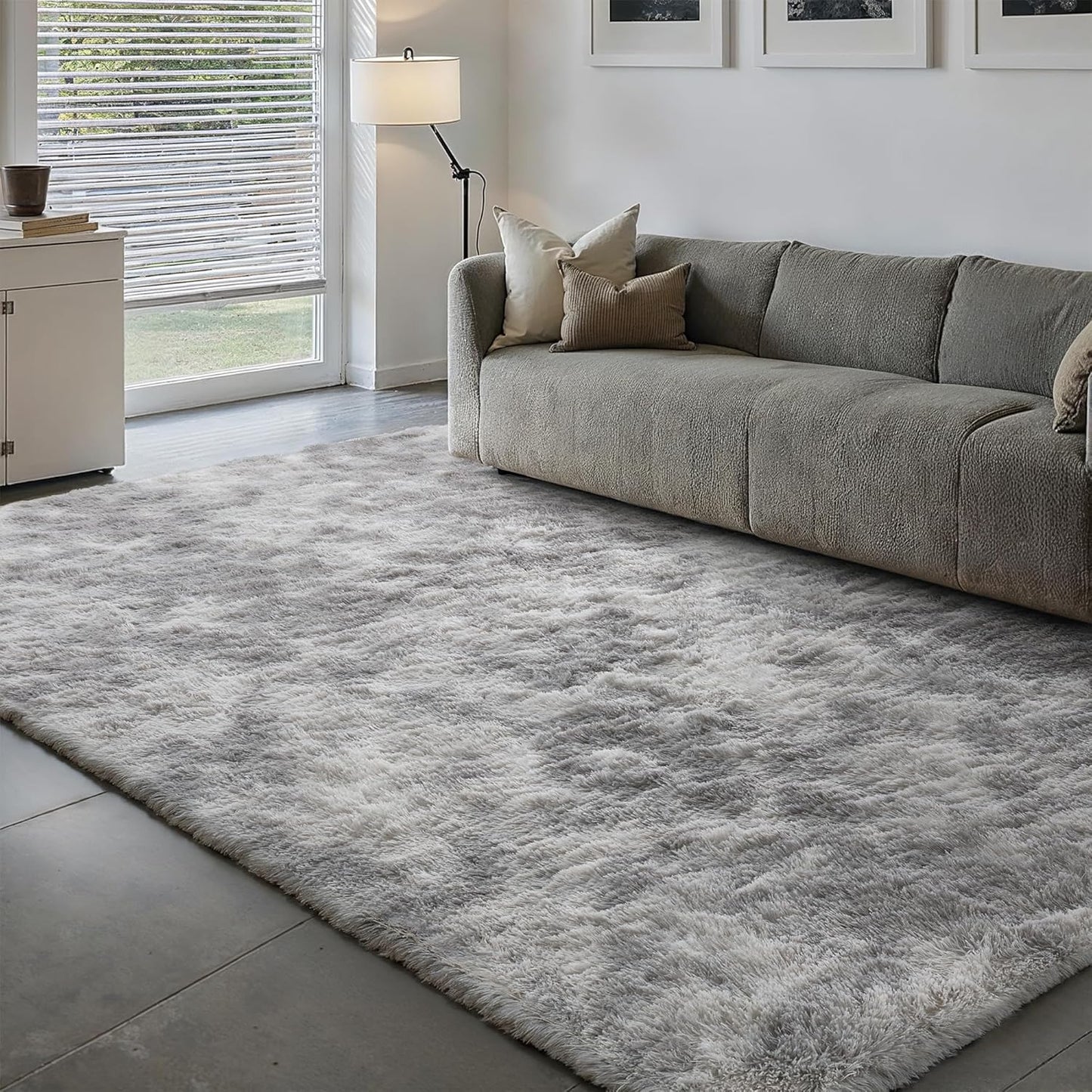 Grey Area Rugs 5x8 for Living Room, Plush Soft Shag Carpet