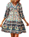 Women Casual Spring Summer V Neck Ruffle Floral Babydoll (Style FLB3)