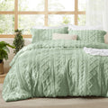 Bedsure Tufted Boho Comforter Set Full Size - Sage Green Elegance