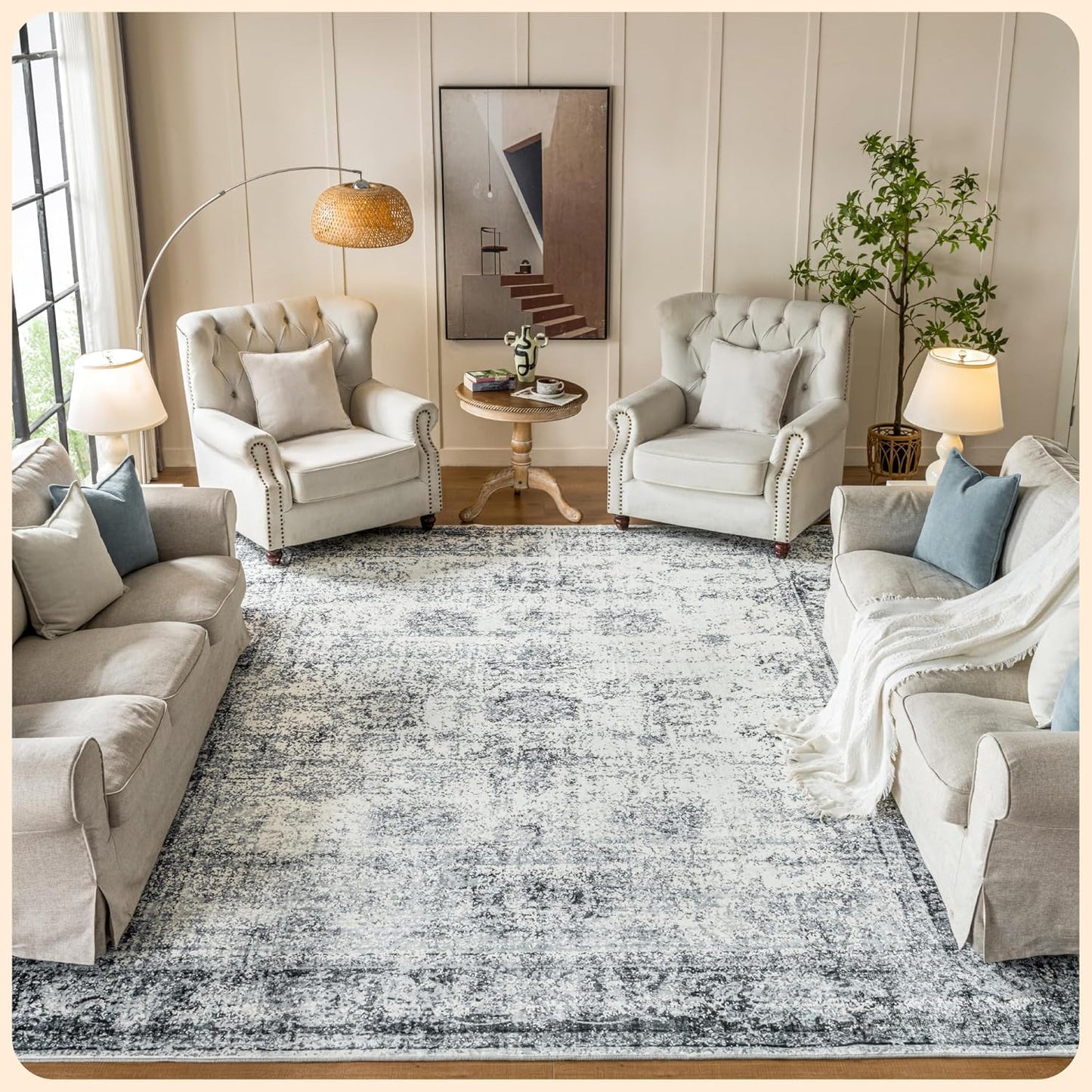 Istana Living Room Rug 10x14 - Soft, Washable, Stain Resistant
