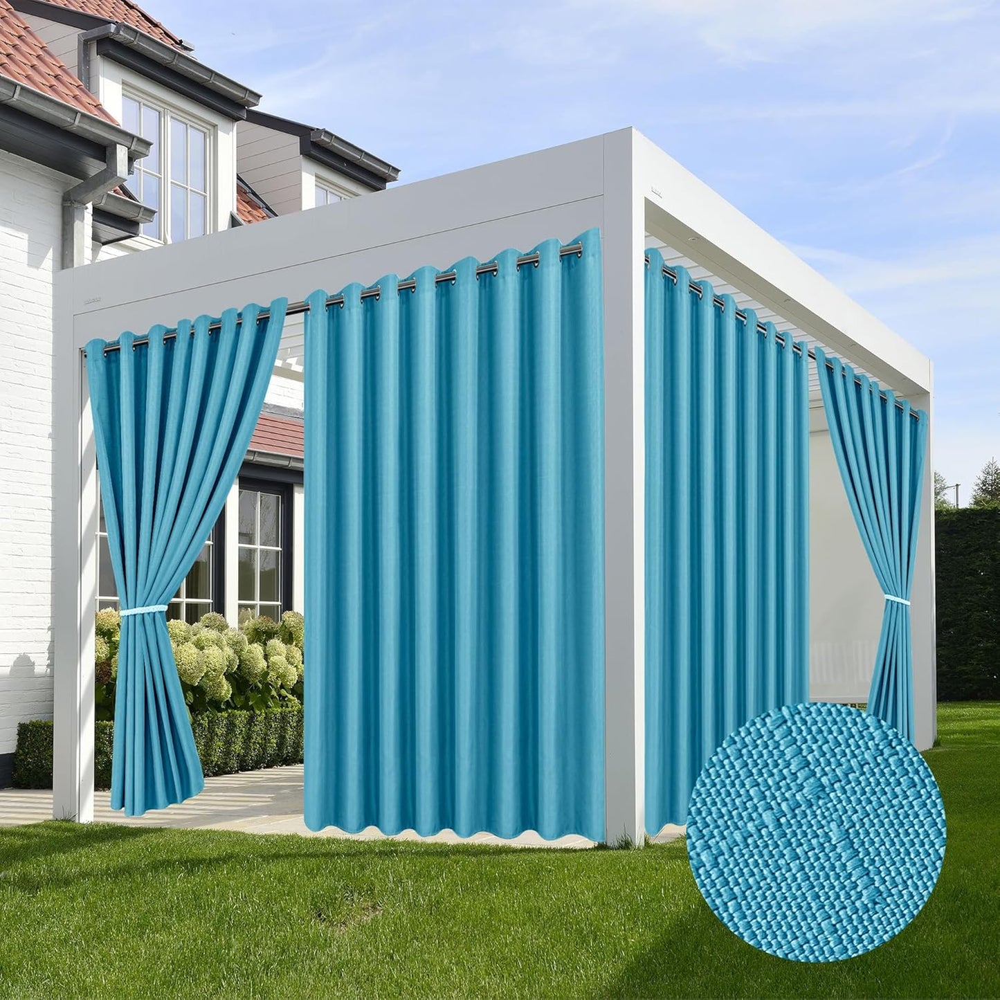 Outdoor Curtains for Patio Waterproof Teal Gazebo Privacy 110