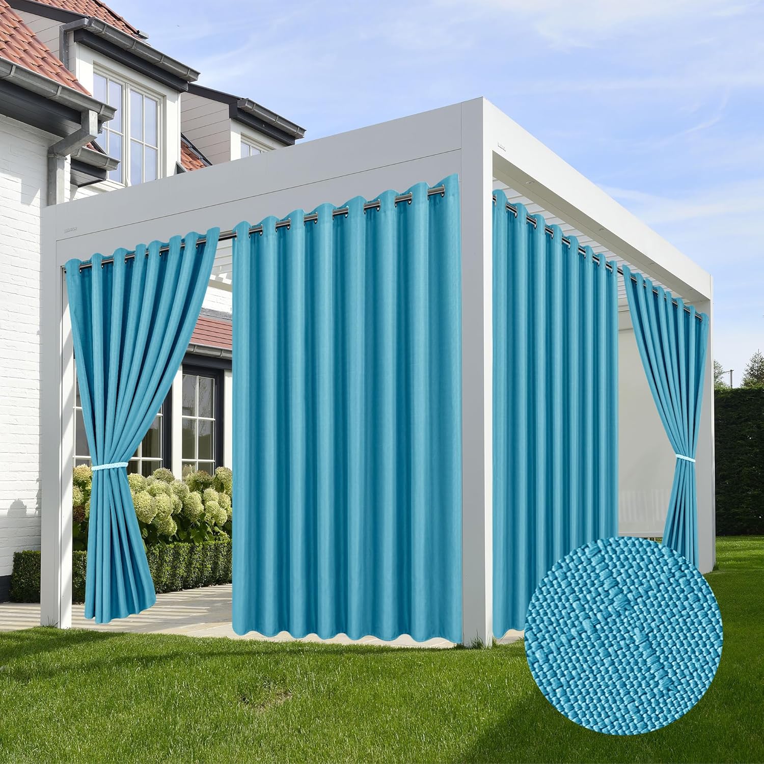 Outdoor Curtains for Patio Waterproof Teal Gazebo Privacy 110