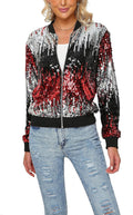 Womens Long Sleeve Sequin Open Front Zipper Jacket - Eye-Catching any
