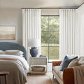 Beige White Pinch Pleated Linen Curtains 96 in Long - Light Filtering