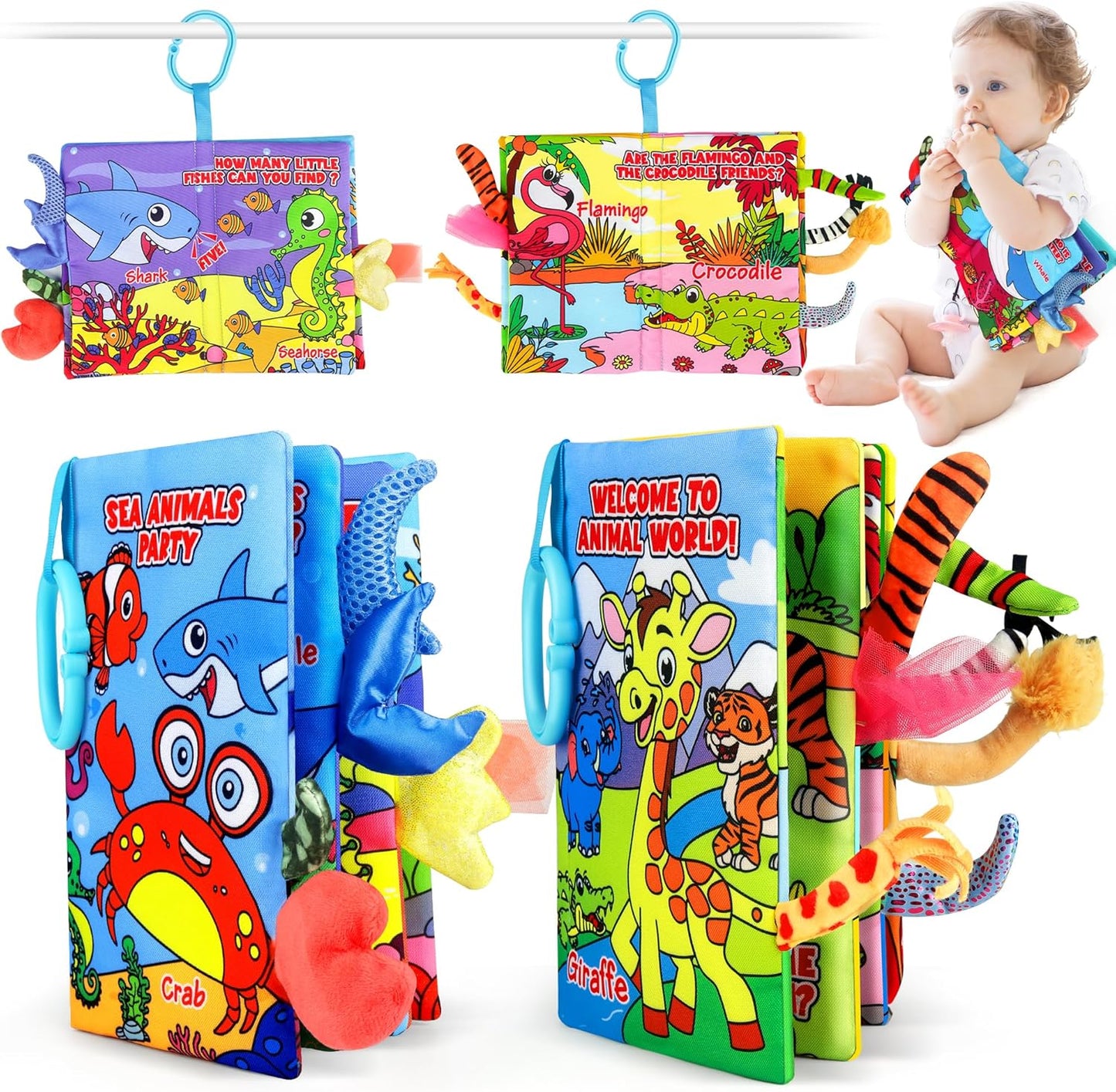 Interactive Baby Sensory Books - Forest & Ocean Themes, Ideal for Tummy Time