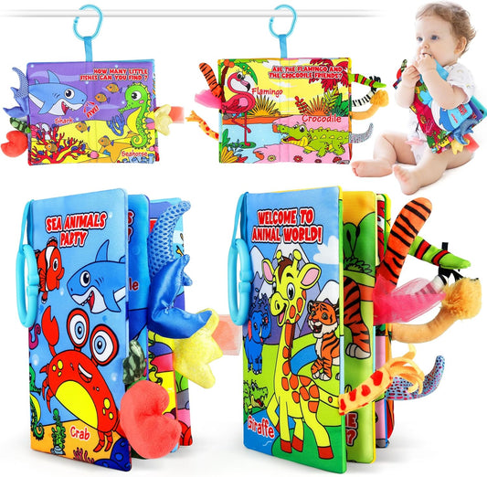Interactive Baby Sensory Books - Forest & Ocean Themes, Ideal for Tummy Time