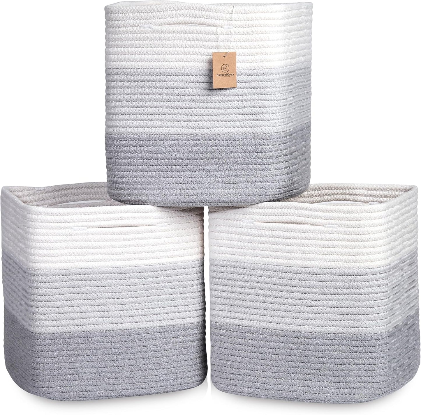 NaturalCozy 13 Inch Cube Storage Bins for Home Organization